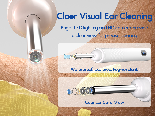 clear visual ear cleaning. waterproof, dustproof, fog-resistant