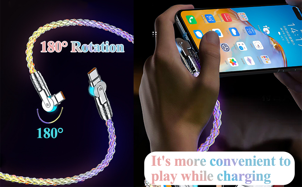 180 degree RGB usb c to type c cable