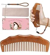 Moreinday Labor Comb with Wrist Strap, Wooden Comb for Women Hair Detangling - Peachwood