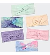 Artilady 6 Pack Wide Boho Headbands for Women - Soft Yoga Elastic Hair Bands for Girls Workout Ru...