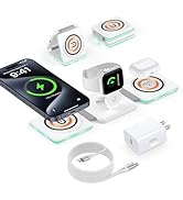 3 in 1 Charging Station for iPhone 15/15 Pro/15 Pro Max/15 Plus,20W Wireless Charger Foldable for...