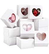 PH PandaHall 20pcs Gift Boxes with Heart Window 4x4x2.5inch Heart Cookies Boxes Kraft Paper Boxes...