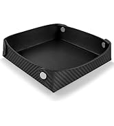 Leather Carbon Fiber Desktop Storage Tray, Decorative Catchall Organizer for Keys, Wallet, Watch,...