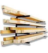YYR Wood Organizer and Lumber Storage Rack Wall Mount, Heavy Duty Metal Shelf with 4-Level Holds ...