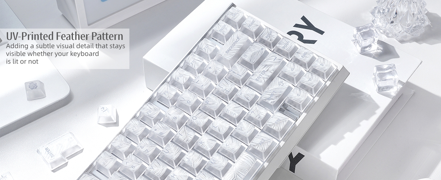 Clear Keycaps, Shine-Through Keycaps, Jelly Keycaps Cherry Profile Keycaps for Mechanical Keyboard