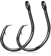 9KM DWLIFE Fishing Hooks Circle Hooks 4X Strong Fish Hook,High Carbon Steel Non-Offset Closed Eye...