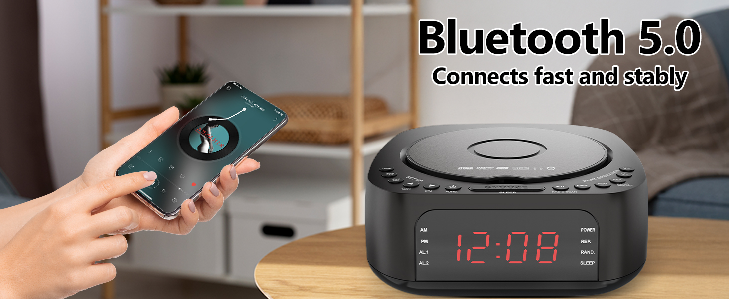 CD Alarm Clock with Bluetooth