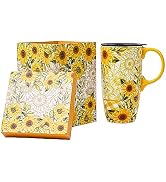 Topadorn Ceramic Mug Porcelain Latte Tea Cup Coffee Mug with Gift Box, Travel Cup with Lid, Micro...