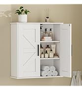 Homleke Bathroom Wall Cabinet, Over Toilet Storage Cabinet with 2 Barn Doors and Adjustable Shelv...