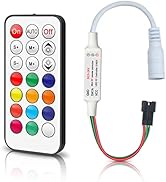 RGBZONE DC5-24V Mini 21 Key RF Wireless Remote Controller for WS2811 WS2812B LED Dream Color Stri...