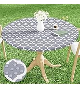 Smiry Round Picnic Tablecloth, Waterproof Elastic Fitted Table Covers for 36