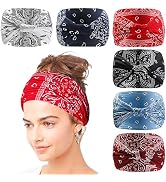 Artilady Wide Bandana Headbands for Women-Boho Bandeau Head Band Bohemian Paisley Red Headwrap So...