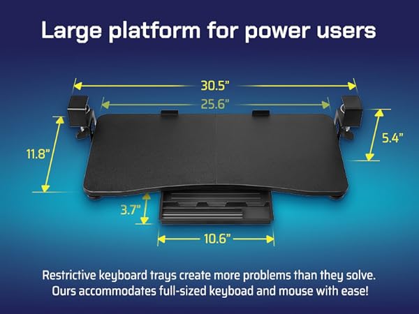 large keyboard tray under desk