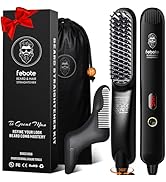 FEBOTE Heated Ionic Hair Straightening Brush for Men - 5 Temperature Settings, Anti-Scald, Beard ...