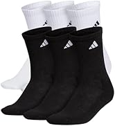 adidas mens Athletic Cushioned 6-pack Crew, Cushioned Crew Socks With Arch Compression for a Secu...