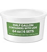 JoyServe 64 oz Plastic Containers with Lids - (Pack of 6) Food Storage Organizer Half Gallon Roun...