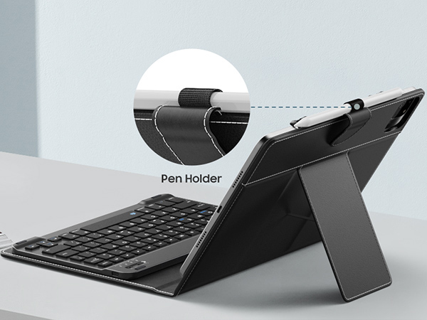 ultra-slim wireless keyboard case for 9-11" devices with Pen Holder