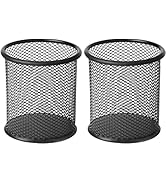 TIECHI 2 Pack Mesh Metal Pen Holder for Desk, 3.54×3.85IN Pencil Holder Workspace Organizers for ...
