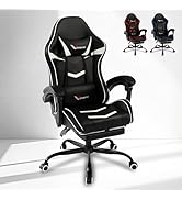 Gaming Chair for Adults, Ergonomic Gamer Chair with Footrest, Spring Pocket Cushion, Computer Off...
