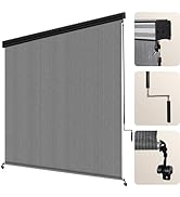 Artpuch Outdoor Roller Shade 8' W x 8' H Fabric Blind Gray Outdoor Roll Up Shade with Aluminum Va...