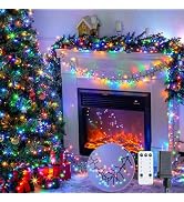 JMEXSUSS 400 LED Cluster Lights Christmas with Remote, 20ft Christmas Lights Green Wire Plug in, ...