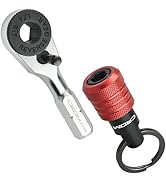 CROM EDC Mini Ratchet Wrench – 1/4-Inch Hex End Multitool Accessory with Bit Holder, Compatible w...