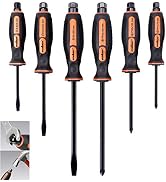 HORUSDY 6-Pieces Magnetic Screwdriver Set, 3 Phillips and 3 Flat Head Tips Screwdriver for Fasten...