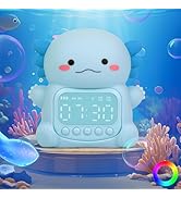 Aokpsrt Axolotl Alarm Clock with Night Light for Kids, Rechargeable Silicone Lamp Time to Wake Cl...