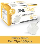ONE-CARE Pen Tips 32G x 1/5’’ (6mm), Universal Fit, 100/bx