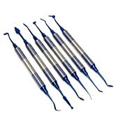 Set of 6 Dental Composite Placement Instruments Hand Carving Dentistry Kit, Blue Titanium Coated ...