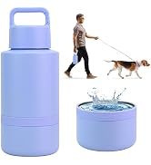 KEWIXY Insulated Dog Water Bottle with Travel Bowl, Dog Lover Gift, Portable Water Bottle Dispens...