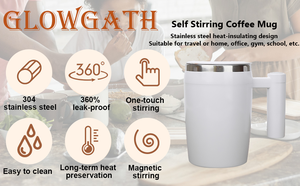Self Stirring Coffee Mug-Automatic Magnetic Stirring Coffee Mug for Easy Mixing