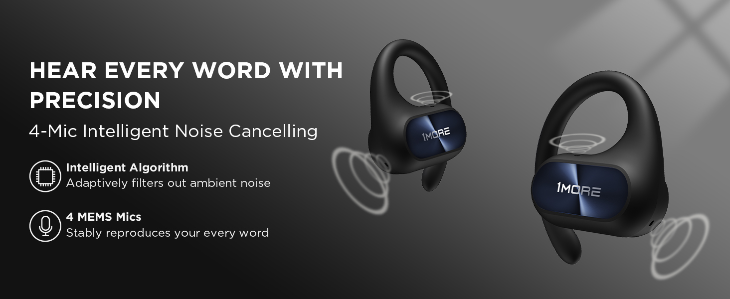headphone wireless 1More S30 Fit SE bluetooth earbud microphone over android earphones open mic