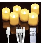 Homemory Rechargeable Flameless Votive Candles with Remote, Battery Operated Tea Lights with Time...