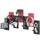 PEGZONE Controller and Headphone Holder Wall Mount, Modular Gaming Pegboard with Accessories, Con...