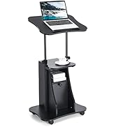 Tangkula Mobile Laptop Podium, Height Adjustable Sit to Stand Desk with Tilting Desktop &amp; Storage...