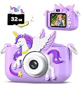Upgrade Kids Camera for Boys Girls, Toddler Digital Selfie Camera with Cute Protective Cover and ...