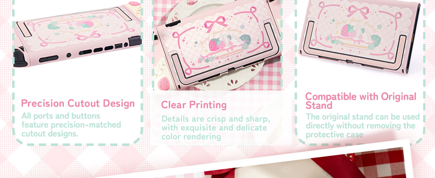 Marketing materials showing multiple pink and white product layout designs. Contains design elements, decorative borders, and presentation layouts in a feminine color scheme.