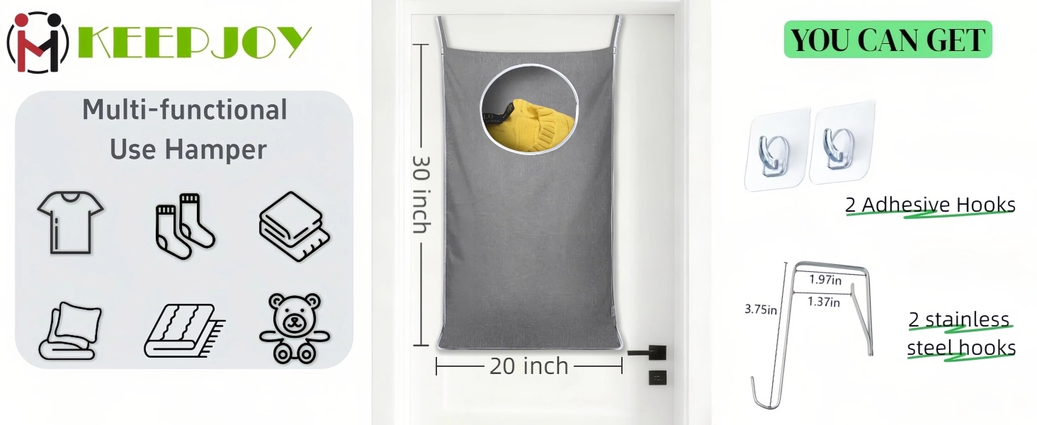 KEEPJOY Hanging Laundry Hamper Bag-grey