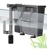 VILLNO 5W Hang-on Aquarium Filter, 124GPH Quiet Fish Tank Filter with Filter Sponge and Activated...