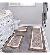 Pauwer 3 Piece Bath Mat Set Bathroom Rugs, Non Slip Plush Bathroom Mats, Absorbent Shaggy Bathroo...
