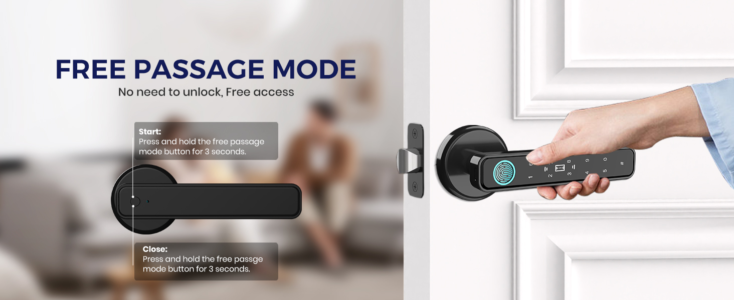 Bedroom door locks with Free passage mode; key code door lock with handle,home door locks;Door lovk
