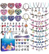 AIPRIDY Charm Bracelet Making Kit,DIY Craft for Girls, Unicorn Mermaid Crafts Gifts Set for Arts ...