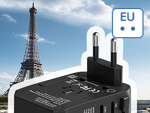 Type C For all European outlets. European travel plug adapter