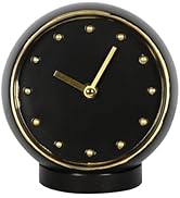 QIYAODECO Desk Clock Vintage Black Table Clock on Stand, Decorative Desk and Shelf Clock,Decorati...