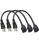 1FT Short Power Extension Cord 1FT - Short 3 Prong Extension Cord Outlet Saver Indoor SJT 16 AWG ...