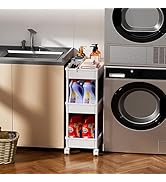 3-Tier Rolling Utility Cart, Storage Trolley for Office, Living Room, Kitchen, Movable Storage Or...