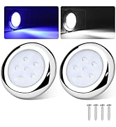 RVZONE 3inch LED Marine Courtesy Lights, Dual Color IP68 Waterproof Stainless Steel Interior Deck...