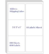 3-1/3" x 4"Address Labels, 600 Adhesive Shipping Labels for Laser/Inkjet Printer, Mailing Labels,...