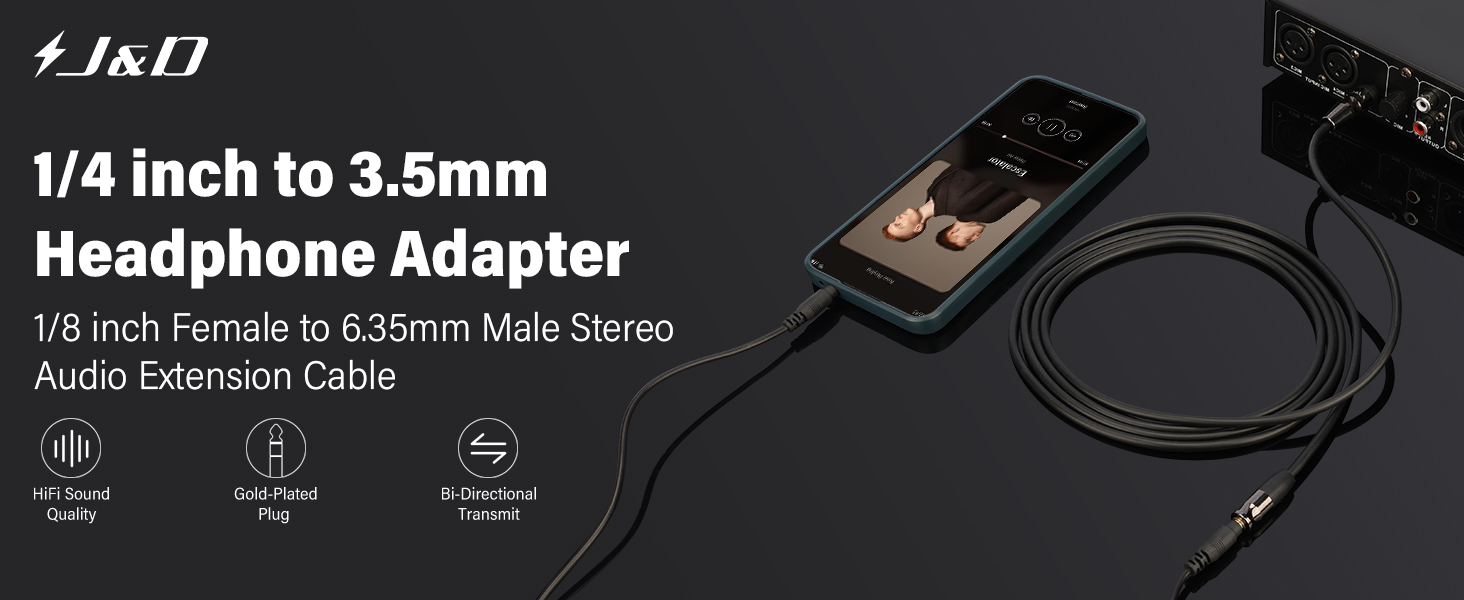 1/4 inch to 3.5mm audio cable,6.35mm Male to 3.5mm Female,1/8 inch Female TRS to 6.35mm Male